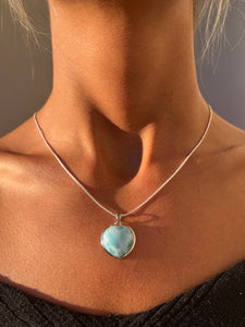 Heart Blue - Larimar 925 Rhodiniert Silberkette | IDE - InselDerEnergie